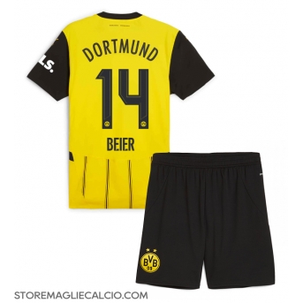 Borussia Dortmund Maximilian Beier #14 Maglia Gara Casa Repliche 2024-25 Bambino Maniche Corte